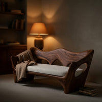 Solid Wood Sofa Artistic With Curved Backrest Home Space, view 9
