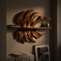 Solid Wood Wall Mounted Shelf Mid Century Kitchen Pantry Storage, view 9