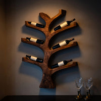 Solid Wood Wine Rack Rustic Wall Mounted Tree Branch Holder Kitchen, view 9