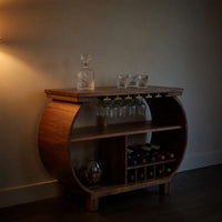 Solid Wood Bar Cabinet With Glass Holder Kitchen Island, view 9