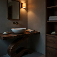 Solid Wood Bathroom Vanity Luxury With Organic S Curve Support, view 9