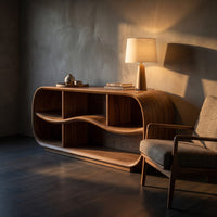Contemporary Rounded Tv Console For Open Living Space, view 9