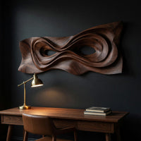 Looping Current Wall Relief, Hand Carved in Walnut, view 9 — view 9