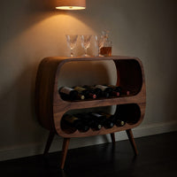 Solid Wood Bar Cabinet Functional Wine Storage With 2 Tiers Corner, view 9