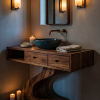 Solid Wood Bathroom Vanity Sculpted Modern, view 9