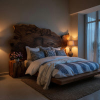 Solid Wood Headboard Natural Minimalist Japandi Bedroom, view 9