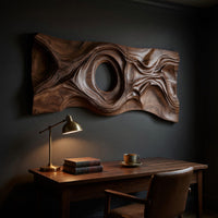 Tidal Eye Walnut Wall Sculpture Diptych Panel, view 9 — view 9