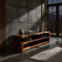 Two Slabs, One Log, One Live Edge Media Console, view 9