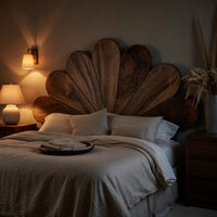 Solid Wood Headboard Boho Flower Petal Bed Queen King Bedroom, view 9