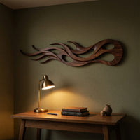 Ember Crest Walnut Wall Sculpture with Coiled Tail, view 9 — view 9