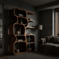 Rounded Cell-Form Bookshelf in Solid Hardwood, view 9