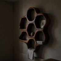 Solid Wood Wall Mounted Shelf Mid Century Hallway Entryway, view 9