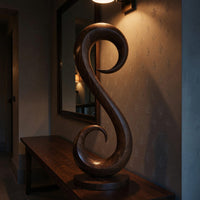 Solid Wood Sculpture Wall Art Handcrafted Organic Contemporary Landscape Home, view 9
