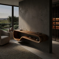 Ribbonline Floating TV Console in Sculpted Walnut, view 9