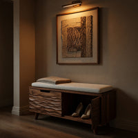 Solid Wood Shoe Storage Bench Rustic Cabinet Entryway Hallway Mudroom Placement, view 9