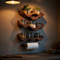 Solid Wood Spice Rack Farmhouse Kitchen Cabinet With Rustic Shelf, view 9