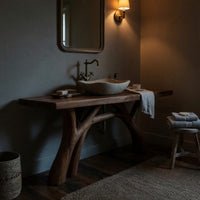 Solid Wood Live Edge Vanity Mid Century Handmade Sink Spa Bathroom, view 9