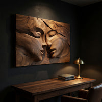 Hushfall Twin Face Wood Wall Sculpture in Deep Relief, view 9 — view 9