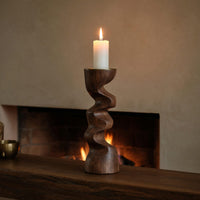 Solid Wood Candle Holder Rustic Stick Bedroom Cozy Ambience Styling, view 9