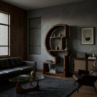 Hand-Carved Arc Bookshelf in Figured Solid Walnut, view 9