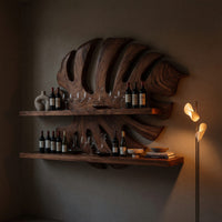 Solid Wood Wine Rack Handcrafted Wall Entryway Beverage Showcase Unit, view 9