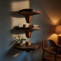 Solid Wood Mushroom Shelf Mid Century Live Edge Living Room Decor, view 9