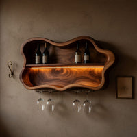 Solid Wood Wine Rack Glass Holder Open Dining Area, view 9