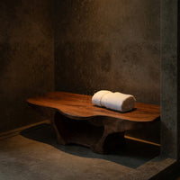 Solid Wood Teak Shower Bench With Curves Storage Space Bathroom, view 9