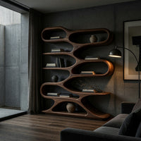 Bookcase on a Sculpted Sled Base in Solid Walnut, view 9