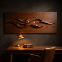 Lowtide Wave Wall Sculpture in Backlit Walnut Grain, view 9 — view 9