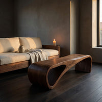Statement Bench With Smooth Curved Form For Modern Home, view 9