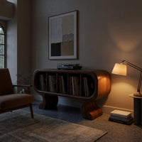 Solid Wood Record Player Stand Curved Luxury Suite, view 9