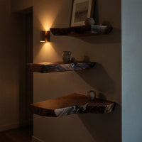 Solid Wood Natural Wood Floating Shelves Farmhouse Solid Corner Shelf Bedroom, II, view 9