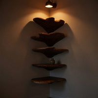 Solid Wood Corner Shelf Minimalist Leaf Bedroom Wall Decor Display, view 9