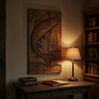One Board, a Trout Mid-Leap, Carved as a Wall Relief, view 9 — view 9