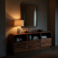 Solid Wood Sideboard Natural With Open Shelf Home, view 9
