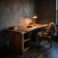 Luxury Solid Wood Executive Desk with Live Edge Top, view 9