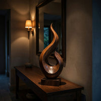 Solid Wood Sculpture Wall Art Handcrafted Abstract Statue Home, view 9