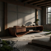 Slow Water in Walnut: A Low Curving Media Console, view 9