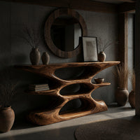 Rippled Console Table in Solid Figured Hardwood, view 9