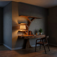 Organic Floating Desk With Branch Shaped Open Shelves For Workspace, view 9