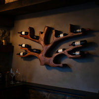 Solid Wood Wine Rack Artistic Holder Wall Home Bar, view 9