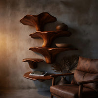 Solid Wood Mushroom Shelf Solid Entryway Design Display, view 9