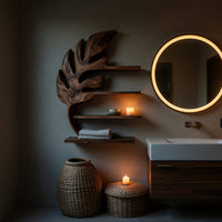 Solid Wood Corner Wall Bathroom Shelf Leaf, view 9
