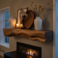 Solid Wood Floating Fireplace Mantel Natural Shelf Entryway, view 9