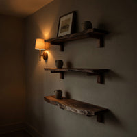 Solid Wood Natural Wood Floating Shelves Handcrafted Solid Shelf Festive Entryway, view 9