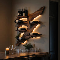 Solid Wood Wine Rack Rustic Furniture Home Bar Wall, view 9