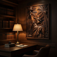 Chisel-Cut Liberty and Palms, Framed Wall Art Panel, view 9 — view 9