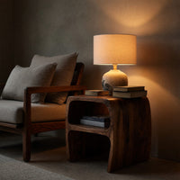Solid Wood Nightstand Sculptural With Open Storage Bedroom, view 9