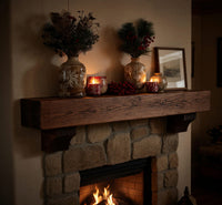 Solid Wood Floating Fireplace Mantel Rustic Shelf Living Room, II, view 9